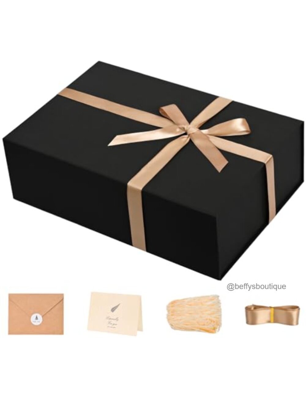 Large Magnetic Gift Box with Ribbon, Card & Shredded Paper - 13.5x10x4"